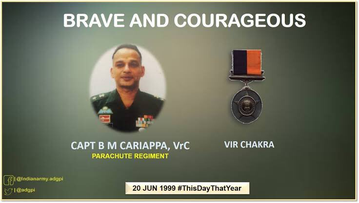 “ The enemy is just 40 meters away from us, we are out numbered and running out of the ammunition; we need fire upon our own coordinate”, 

CAPTAIN B M CARIAPPA
Vir Chakra
5 PARA SF #IndianArmy

#FreedomisnotFree few pay #CostofWar.
