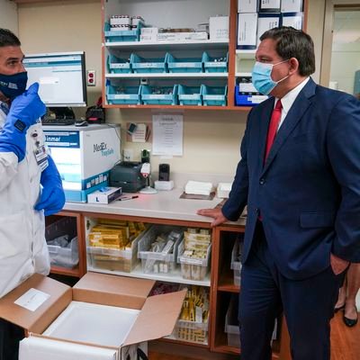 Here's Ron DeSantis accepting the first shipment of the Pfizer vaccine.