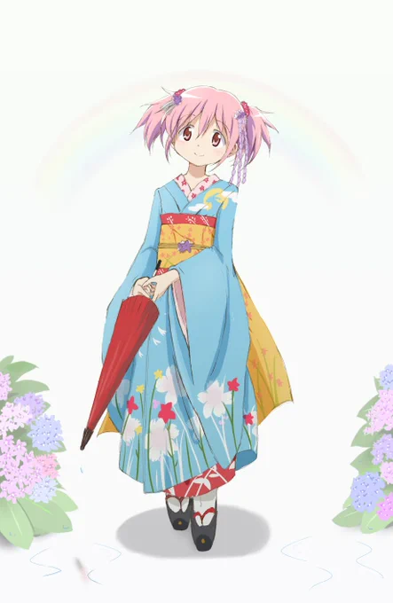 雨上がりの和装まどっち。(過去絵) 夏至の日ということで季節柄、雰囲気が近い感じのもの。