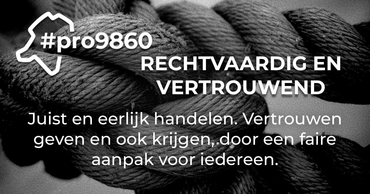 pro9860's tweet photo. Waarde nummer vijf: RECHTVAARDIG EN VERTROUWEND

Laat je stem horen en deel je gedachten!Samen kunnen we bouwen aan een betekenisvolle discussie en nieuwe inzichten ontdekken.   

#durftereageren #participatie #pro9860 #oosterzele https://t.co/lwbqq3nlGa