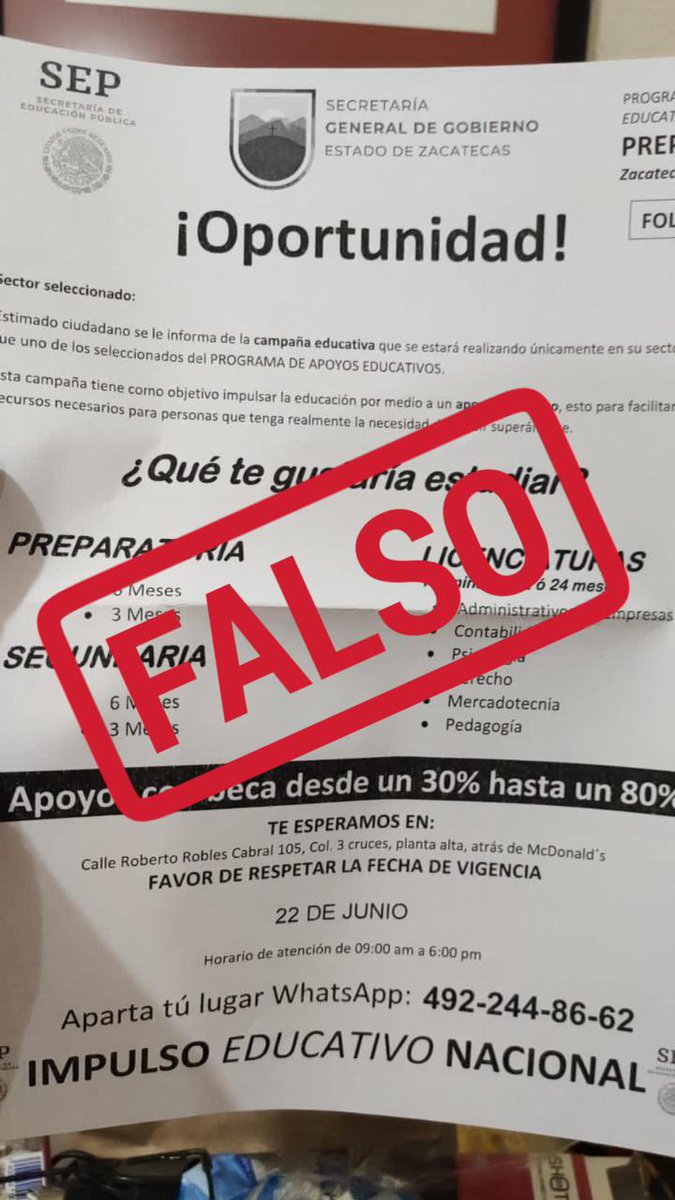 🚨 iNo te dejes engañar!
La Secretaría General de Gobierno no cuenta con este tipo de programas ni de apoyos.

No caigas en la desinformación.