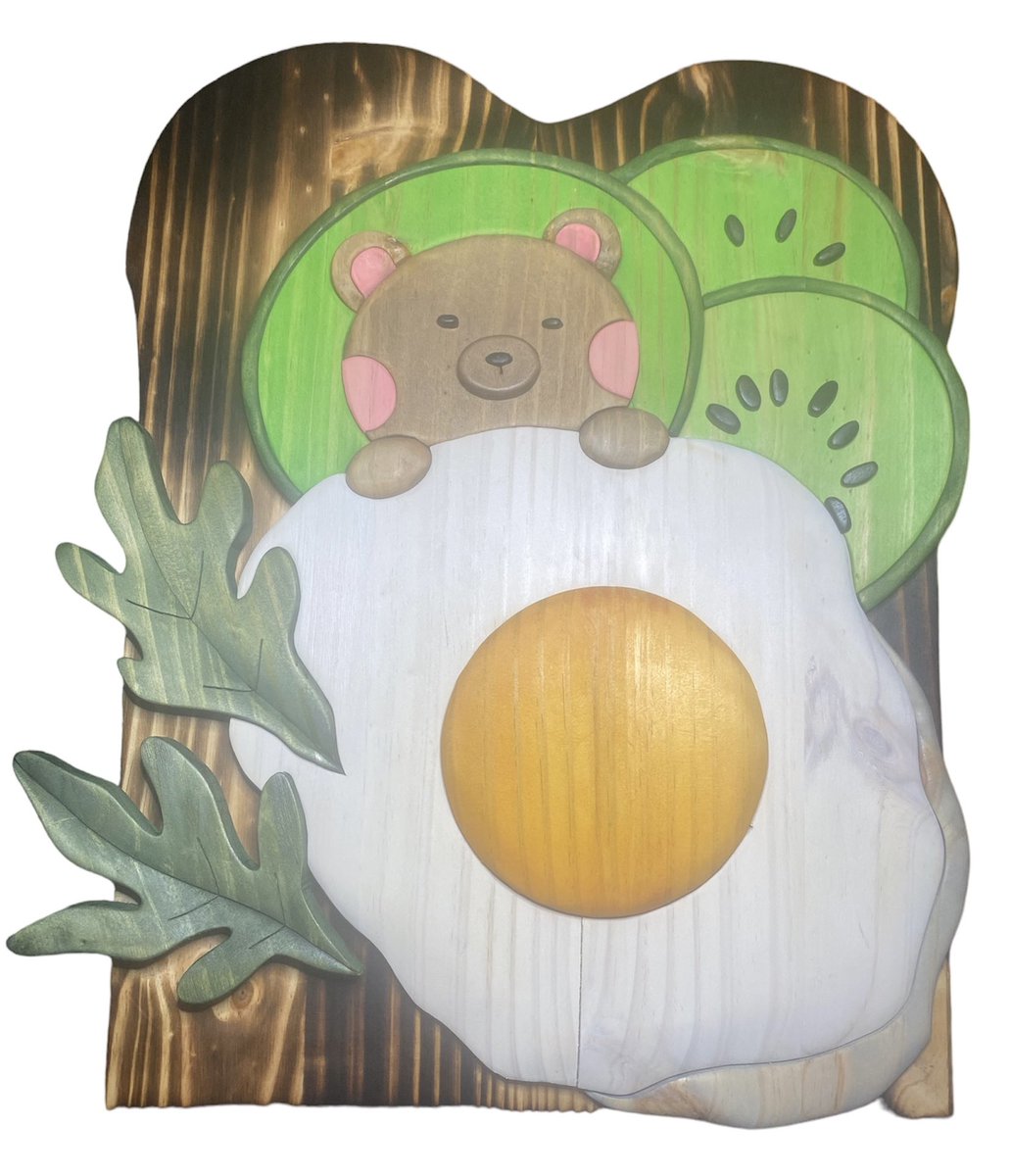 My daughters scrollsaw submission for a contest we both entered with a food theme.
This guy is too cute.