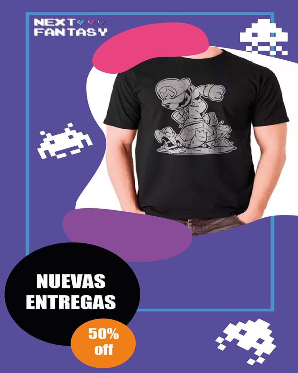 ksl_dylan's tweet photo. Estamos de promoción y por estas 2 semanas les traemos el 50% de descuento a todas nuestras prendas de Mario Bross.
#NextFantasy #Promociones #Descuentos #Polos #poleras #gorras #gamer #otaku #friki https://t.co/JDwpfZ9Afa