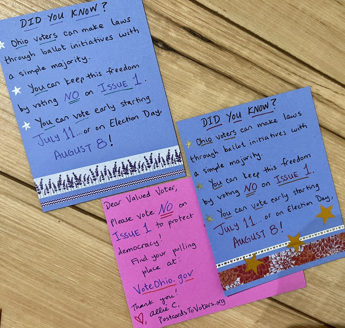 No witty text, just #PostcardsToVoters going to Ohio! Join us!