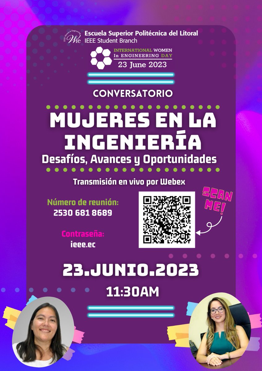 ihSSha9's tweet photo. (1/2) El grupo de afinidad WIE-IEEE-ESPOL
Te invita a celebrar el Día internacional de la Mujer en la Ingeniería,  participando del conversatorio "MUJERES EN LA INGENIERÍA,  desafíos,  avances y oportunidades"
El día  23 de junio a  las 11:30am (hora Ecuador) 
#wie #ieee #ESPOL https://t.co/5te8ZhrCxZ