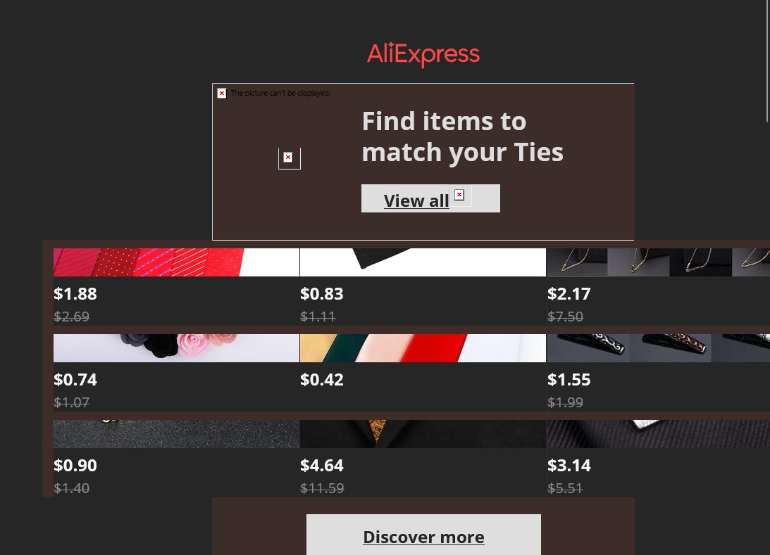 jackharvest's tweet photo. @AliExpress_EN Let your marketing team know that the advertising emails don't come through properly in Windows 10 / 11 Mail app. Everything is very squished and truncated. https://t.co/PlOiWdX9x1