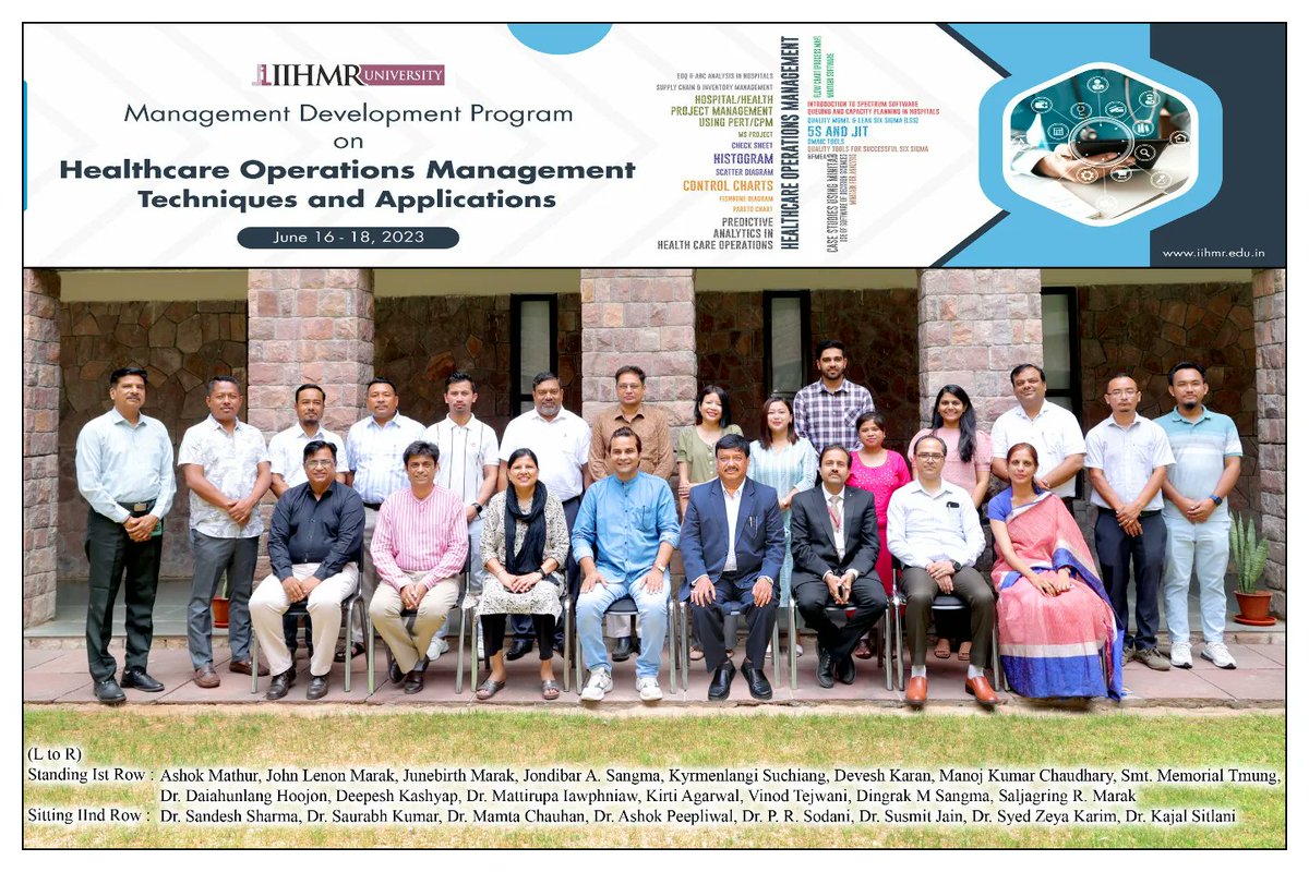 District Early Intervention Center (DEIC) Managers from Meghalaya completed a 2 day Training on Management Development Program on Healthcare Operations Management Techniques and Application at IIHRM University, Jaipur held on the 16-18 June 2023
#DEIC #RBSK #MeghalayaForHealth