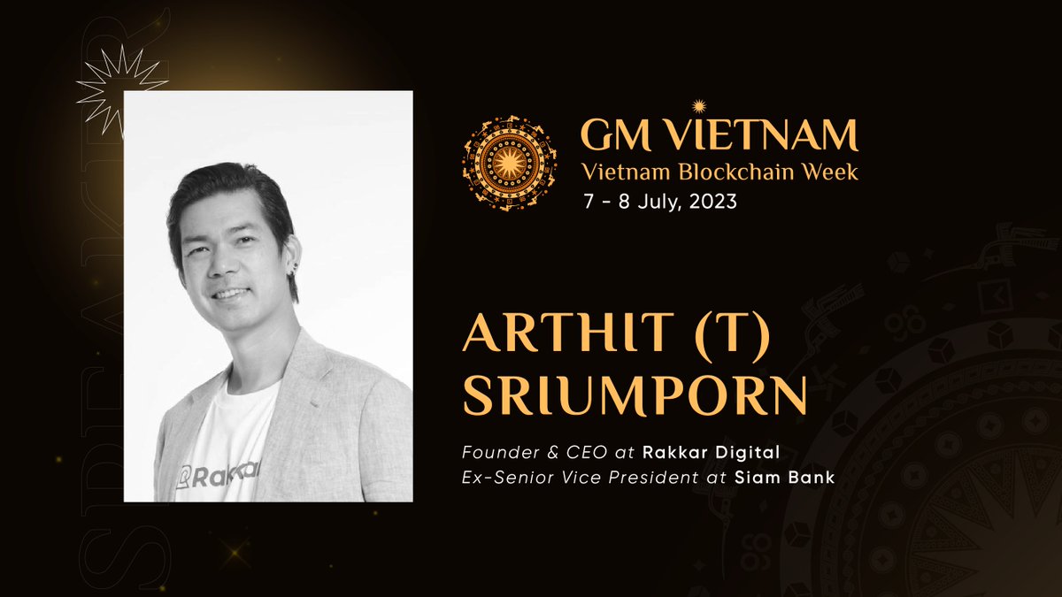 🌟 Honored to have @SriumpornTy from @RakkaRDigital as a speaker at #GMVN2023🚀

With an engineering background and a drive for customer-centric solutions, Arthit is reshaping the digital asset and blockchain landscape.

🗓️ Register for insights from him: app.moongate.id/events/gmvietn…