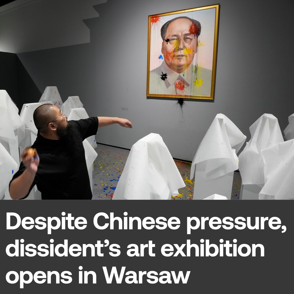 An exhibition by the Australia-based Chinese dissident artist Badiucao opened Friday at the Center for Contemporary Art in Warsaw, Poland.