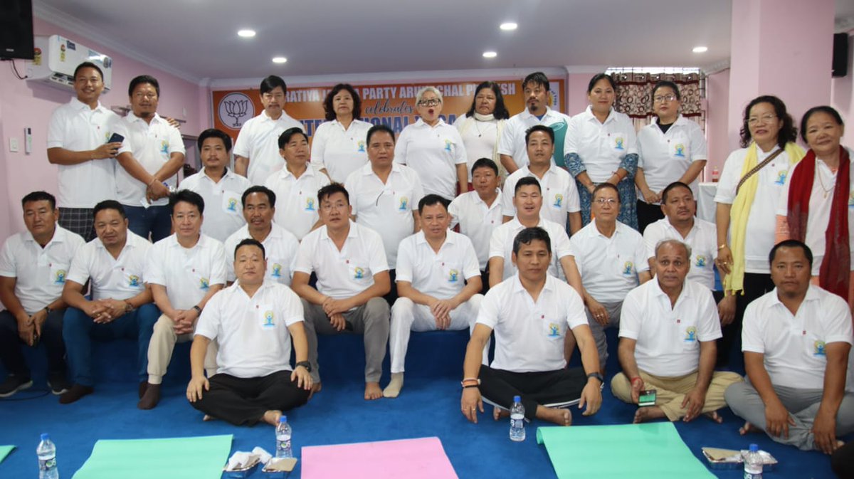 techi_necha's tweet image. Pleasure to joined rest of country 9th International Yoga day Celebrated BJP4 Arunachal Pradesh at BJP Headquarters , Itanagar #Vasudev Kutumbhakam