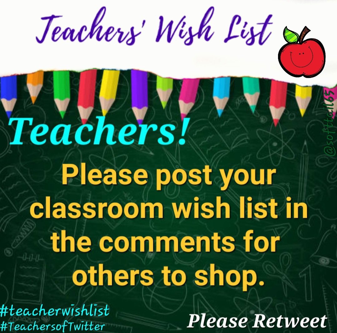 It's that time of year again! 📚
Let's help the Teachers & Kids get their classroom needs met! 
Teachers, drop your lists.
Everyone else, go shop & please Retweet. Ty! 🍎
#TeachersOfTwitter
#teachertwitter
#teacherwishlist