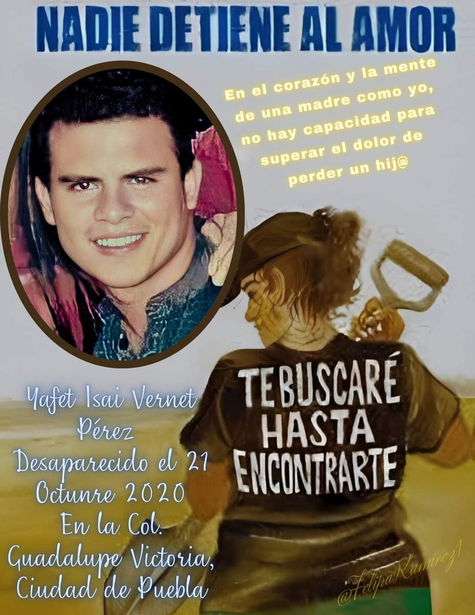 #Yafet
#PresenteAhoraySiempre
#HastaQLaDignidadSeHagaCostumbre #AltoAlasDesaparicionesForzadas #TuAusenciaMeDioUnDuroGolpeDirectoAlCorazon #DejarDeLucharEsEmpezarAmorir #JuntosEnCadaBusqued #HastaEncontrarlos
<a href="/1LuzEnElCamino/">Una Luz En El Camino</a> <a href="/BuscoHijajohana/">Busco a mi hija Johana Jazmín Riso Jasso</a> <a href="/imecantu16/">Imelda Ale</a> <a href="/canibalmugroso/">Armadillos Rastreadores México Formadores de Paz</a>