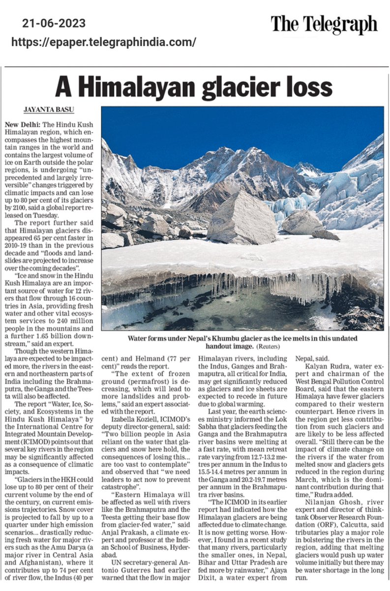 "Two billion people in Asia reliant on the water that glaciers and snow here hold, the consequences of losing this... are too vast to contemplate, we need leaders to act now to prevent catastrophe.” -
<a href="/izabella_koz/">Izabella Koziell</a>

Visit hkh.icimod.org/hi-wise/ to read the report.  

#HIWISE