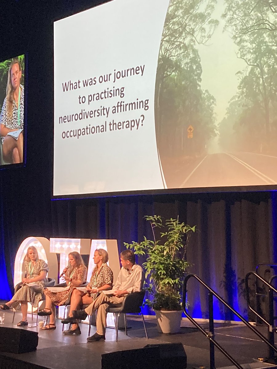 A powerful reflection from the panel about their personal journey of being neurotypical working with neurodiverse people. Own your past, acknowledge the old evidence. Keep reading and improving your practice! Times are changing! #otaus2023