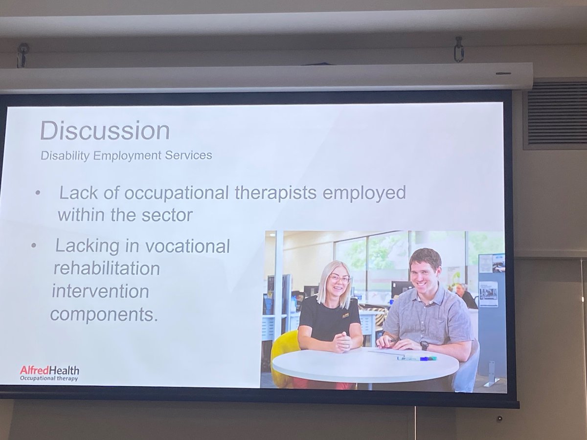 NatashaLannin's tweet photo. Nicole Pendrey presented a large 🇦🇺audit of non-compensable services who had registered for @NDIS voc rehab service provision #stroke #vocationalrehabilitation #ServiceGaps w Serena Alves-SteinAsh Heaton & Emily Toma @SophieAOKeefe @CCSNeurosci #OTAus2023 https://t.co/3cCYSRkxtJ