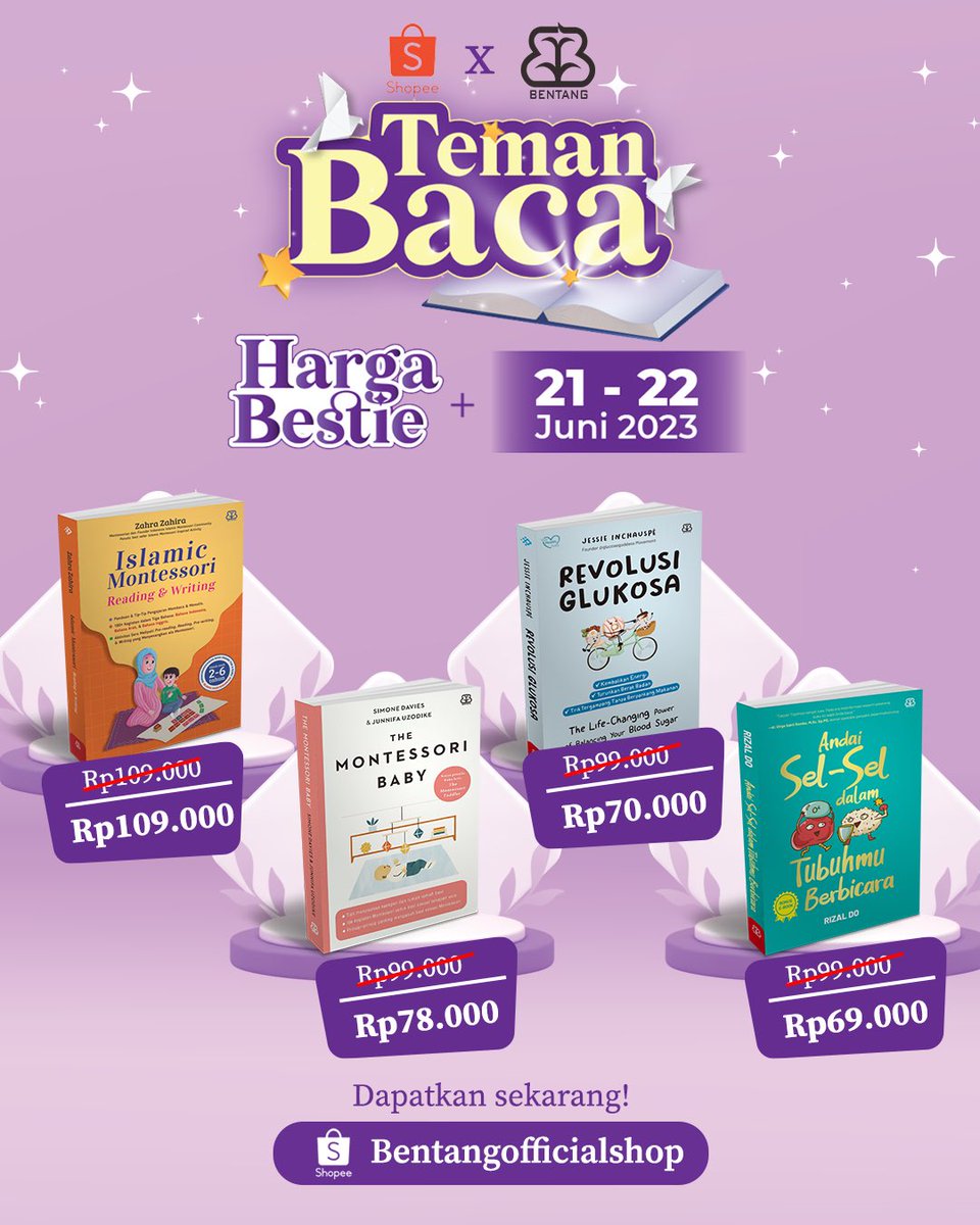 bentangpustaka's tweet photo. Teman Baca masih berlangsung! Jangan tertinggal untuk mendapatkan buku favoritmu! 😍🤩

#bentangpustaka #temanbaca #promobuku https://t.co/9jUzZY2P1q