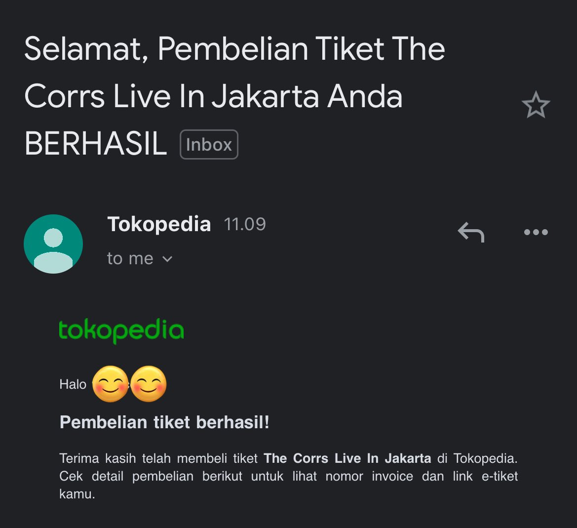 Tapi rezeki anak soleh emang gak ke mana. Setelah nyoba booking semua kategori trus refresh puluhan kali akhirnya dapet juga. See you in Jakarta  @CorrsOfficial 😁😁🎊🎊 #TheCorrsJakarta #TheCorrs