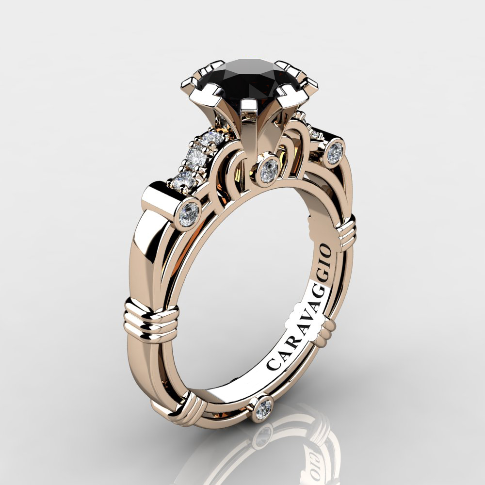 New 💍 caravaggiojewelry.com/?p=434131 Art Masters Caravaggio 14K #Rose Gold 1.0 Ct Black #Sapphire #Diamond #Engagement Ring R623-14KRGDBLS by Caravaggio™ Jewelry
