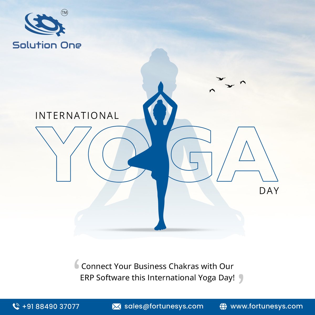 SolutionOneERP's tweet photo. On this International Yoga Day, let's come together to nurture our bodies, calm our minds, and uplift our spirits. Join Solution One in celebrating the ancient practice of yoga.
.
.
.
#HappyYogaDay #WorldYogaDay2023 #Yoga #YogaDay #ERPSolutions #SolutionOne https://t.co/A4bUgXgWmN