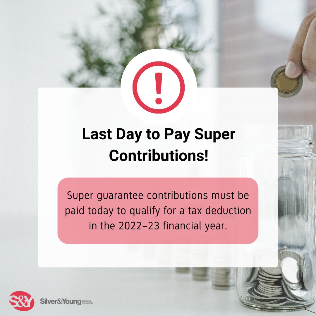 Super guarantee contributions must be paid today to qualify for a tax deduction in the 2022-23 financial year
#taxtime #taxseason #tax #taxes #super #superannuation #superguarantee #superguaranteecontributions #superannuationguarantee #eofy #taxdeduction #taxdeductions #ato #like