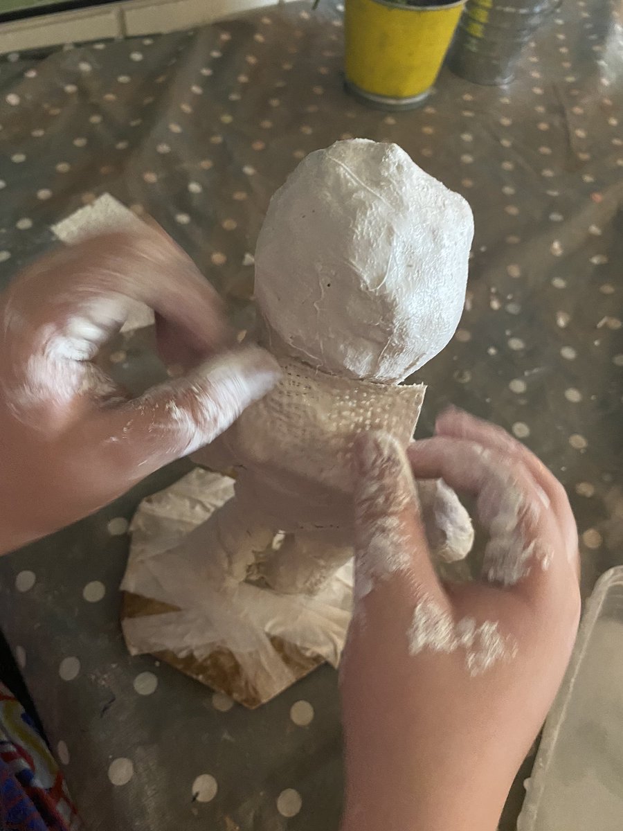 123keepsakes's tweet photo. Today we added plaster to our Nick Cave inspired “Sound Suit” sculptures. #everychildisanartist #artmatters #sculptures https://t.co/aK18T12b36