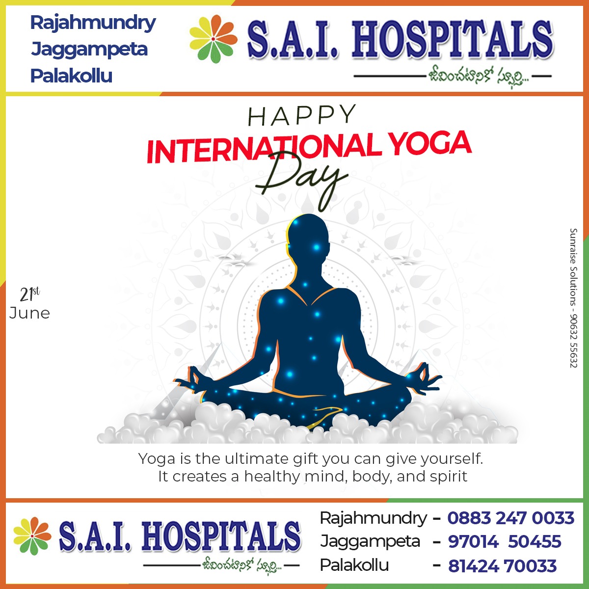 Yoga is the ultimate gift you can give yourself. It creates a healthy mind, body, and spirit
#saihospitals #internationalyogaday #lifestyle #indianart #behealthy