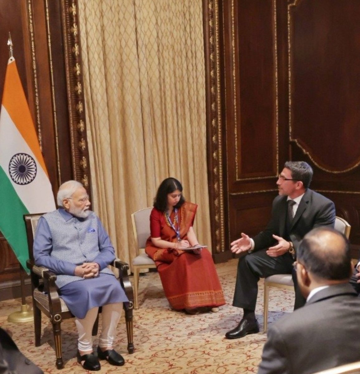 Cold_Peace_'s tweet photo. I had the honor of meeting Prime Minister Modi today with a group of scholars. He was very kind, very gracious with his time. He listened intently. His remarks were thoughtful and sincere.

He cares about the India-US relationship and it shows: he has taken ties to new heights. https://t.co/rzY8SscNuw