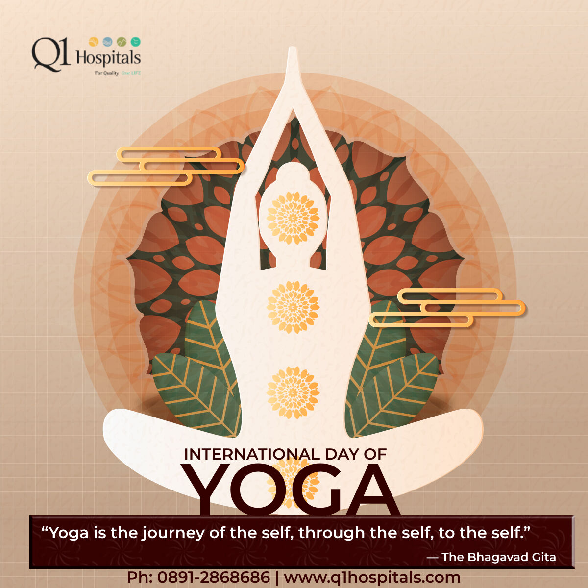 Discover the power of yoga and experience a sense of calm and tranquility. #asana #yogilife #hathayoga #hatha #namaste #yogis #yogateacher #yogalove #yogini #yogalife #Q1hospitals #Vizag #internationalyogaday2023