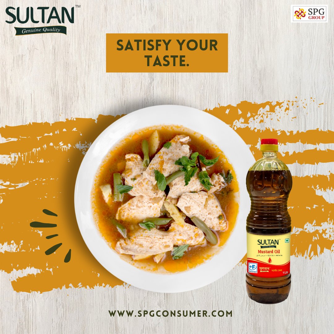 Satisfy your taste with delicacies cooked in our Sultan Mustard.
Try using SPG Swaad Kachi Ghani Mustard Oil.
#mustardoil #kachighani #tastyfoods #fmcgproducts #gharkakhana #healthyheart #premiumquality #unadulteratedoil #deliciousmeal #coldpressed #bestquality #healthylife