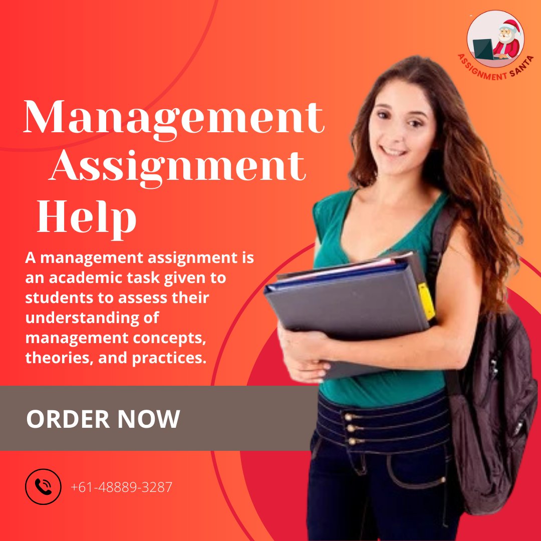 AssignmentSanta's tweet image. Order Now: bit.ly/3YR6iUs
A management assignment is an academic task given to students to assess their understanding of management concepts, theories, and practices.
#managementassignment #assignmenthelp #assignmentsanta