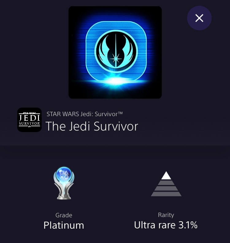 Complete.

Thanks <a href="/Respawn/">Respawn</a>  and <a href="/EAStarWars/">EA Star Wars</a> for the patch.

And for the best Star Wars game ever made. 

#JediSurvivor