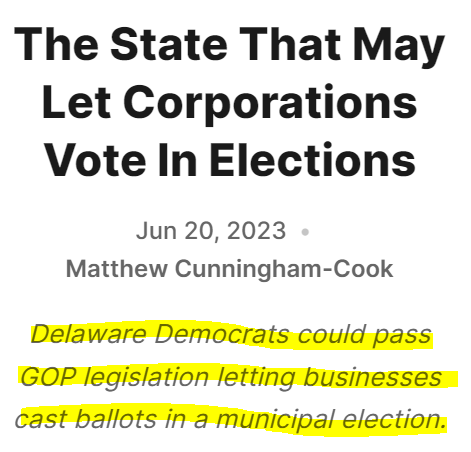 Letting corporations vote is like being a pig and you're letting the big bad wolf in to your house