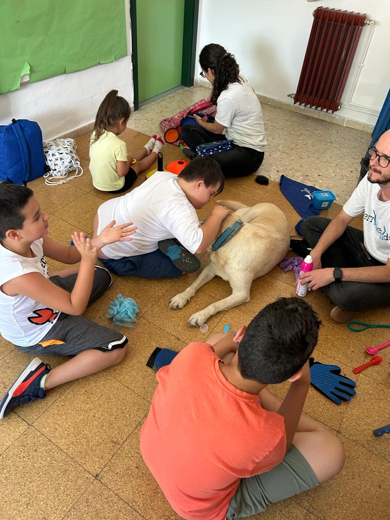 CeipLosCalifas's tweet photo. Visita sorpresa de... ¡¡🐶 Bourbon!! Nuestro fiel amigo nos ha acompañado en varias sesiones de terapia y hoy lo han traído para saludarnos. Gracias #perruneandocordoba 🤗🐕🐾
@PerruneandoEs #Impulsa #InclusionTEA #TerapiaAsistidaConAnimales https://t.co/9NuTA6Toyb