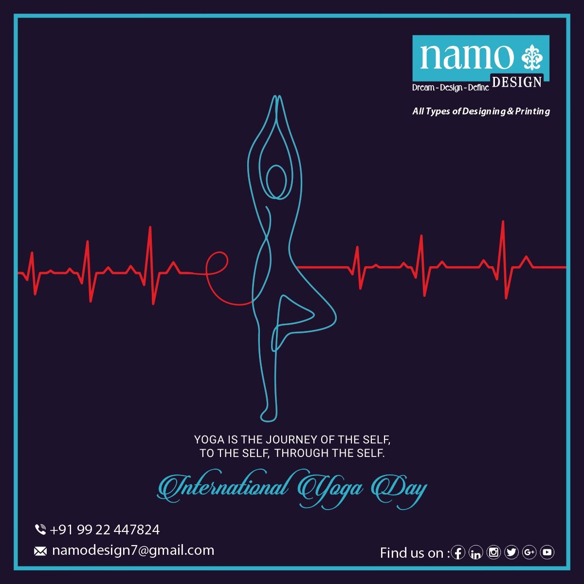 NamoDesign's tweet photo. Yoga is the journey of the self, to the self, through the self.” 
*International Yoga Day 2023*

#namodesignpune #ketanshrishrimal #innovative #branding #logodesigner #brochuredesign #namodesign #printing #packagingdesign #creative #yoga #yogaday2023 https://t.co/xXo66rF4Rb