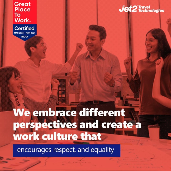 We wholeheartedly embrace different perspectives and cultivate a #WorkCulture that values respect and equality.

Join our inclusive team and be a part of our #diverse & #InclusiveWorkCulture: jet2traveltech.com/career.html

#Jet2TT #Jet2TravelTechnologies #LifeAtJet2TT #Employees