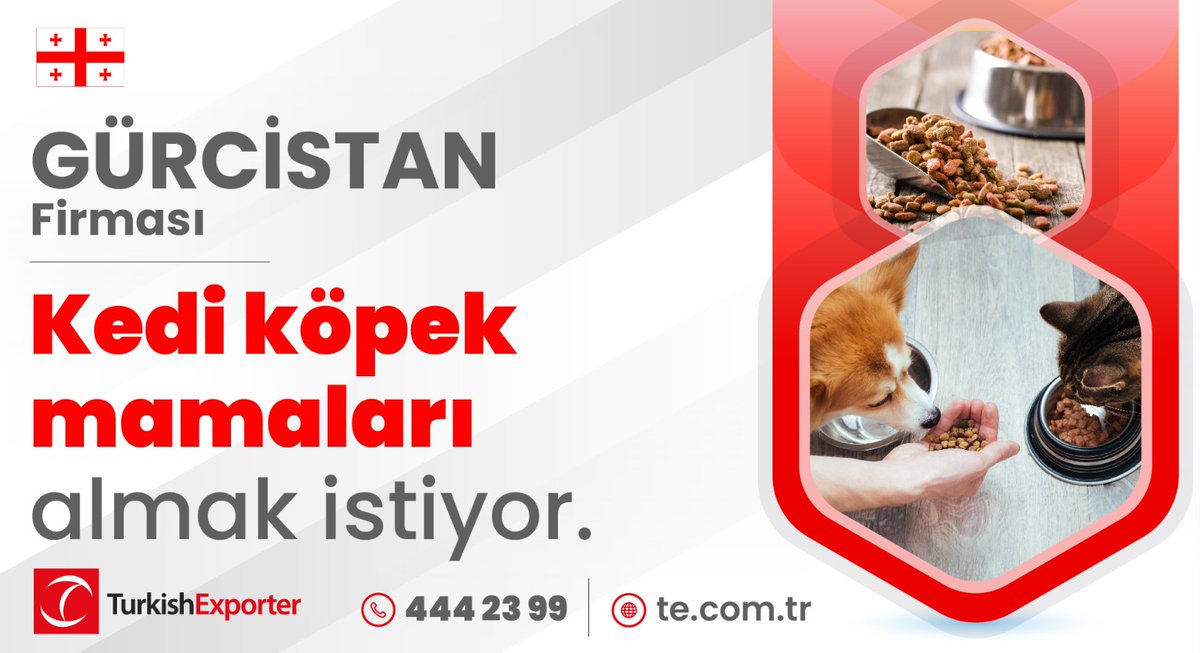 Gürcistan firması,
Kedi köpek mamaları almak istiyor.
📌 t.ly/zHwN 

#ihracat #ithalat #B2B #export #import #petfood #mama