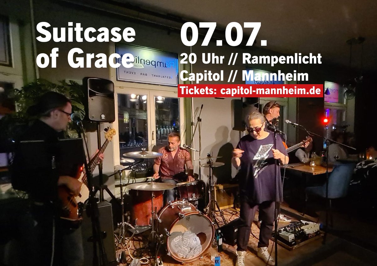 suitcase_of's tweet photo. Bald ist es soweit! Jetzt noch schnell Tickets im Vorverkauf sichern. #suitcaseofgrace #konzert #capitol #rampenlicht #mannheim #rockmusic #livemusic #rockandroll #rock #bühne #rocknroll #mannheim #mannheimmusic #live #music #konzertposter https://t.co/yQXFxblU3B