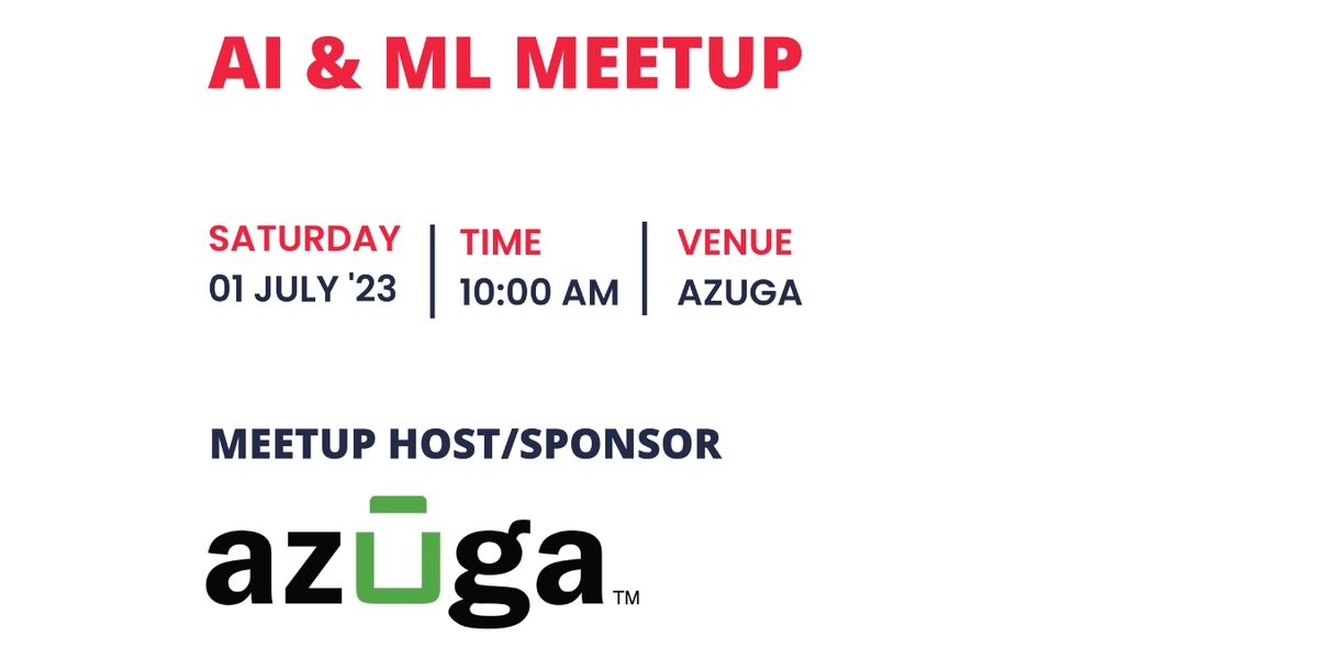 KonfHub's tweet photo. Join us at the AI & ML Meetup @Azuga!
Discover the latest advancements in Artificial Intelligence and Machine Learning in this exciting event.
📅 Jul 1st, 2023
⌛10 AM to 2 PM IST
📍 Location: Bengaluru
Register here https://t.co/hOwTr2NWzA
#AI #ML #Meetup #Azuga https://t.co/QIFpw7zng9