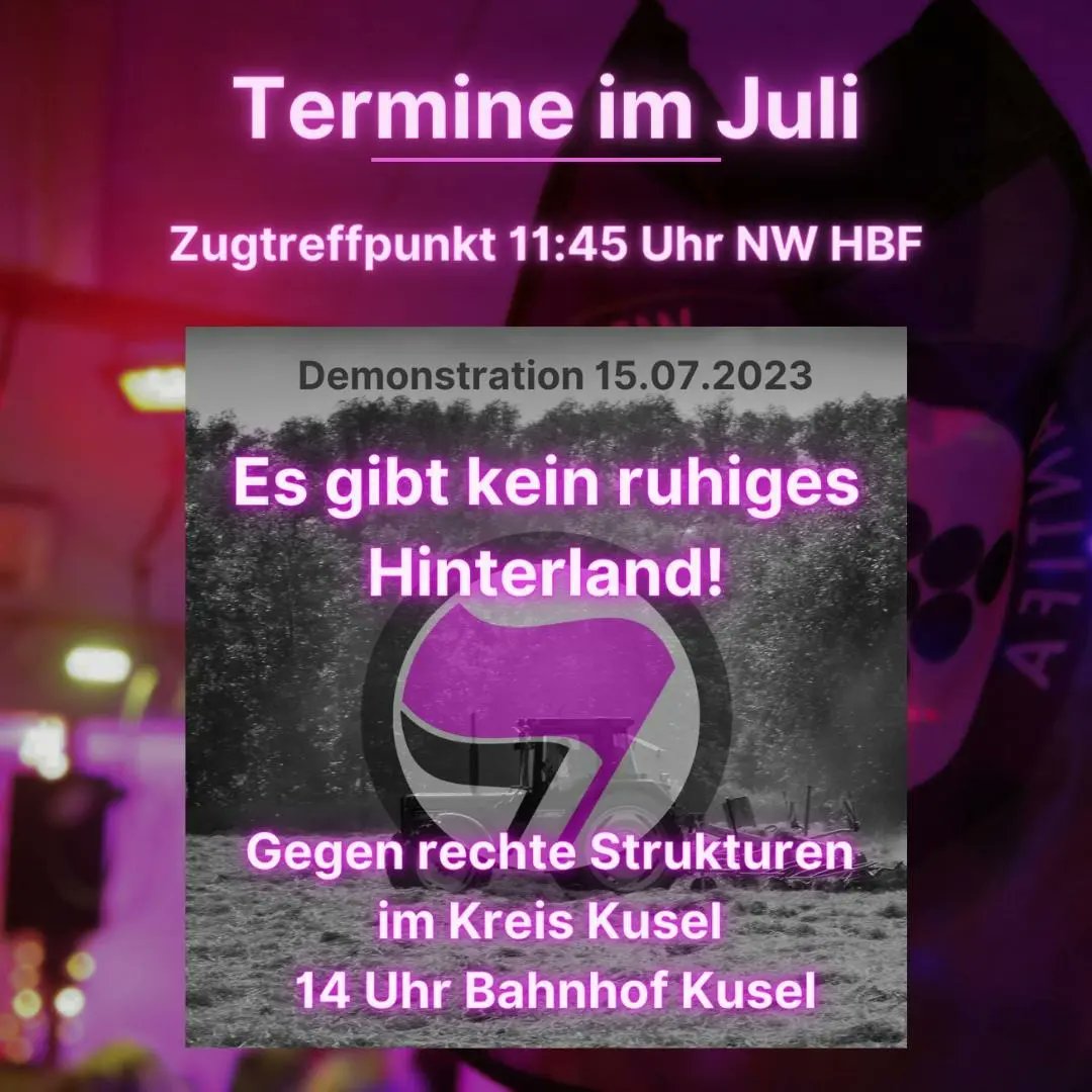 Antifa_wstr's tweet photo. 🔥Unsere Termine im Juli🔥 #WeinstrassenAntifa #Pfalz #MZ0807 #KU1507 #Antifa https://t.co/NDNuM43daN