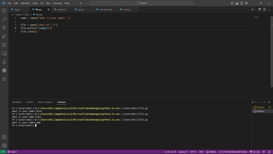 Day 21 of 60: File Handling Date: 21st June 2023 I installed this library called Pytest, but it isn't working in VS Code so if anyone knows how to fix it, please tell me. So I moved on to file handling. #60DaysOfLearningWithLeapfrog #LSPPLearningD21 #LSPPD21