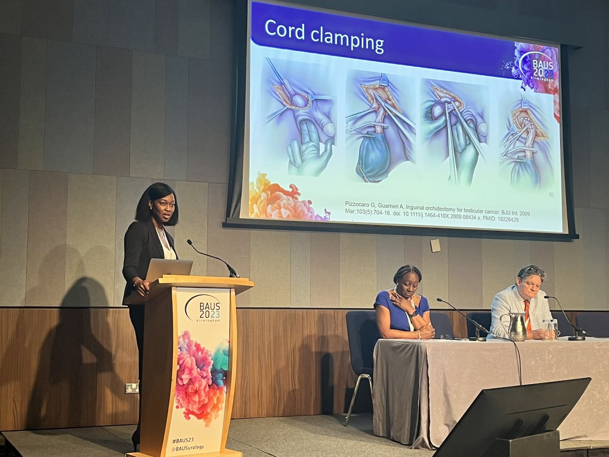 Nice to hear about the evidence (or lack of evidence) for clamping the cord early during inguinal orchidectomy from @EOsinibi #BAUS23