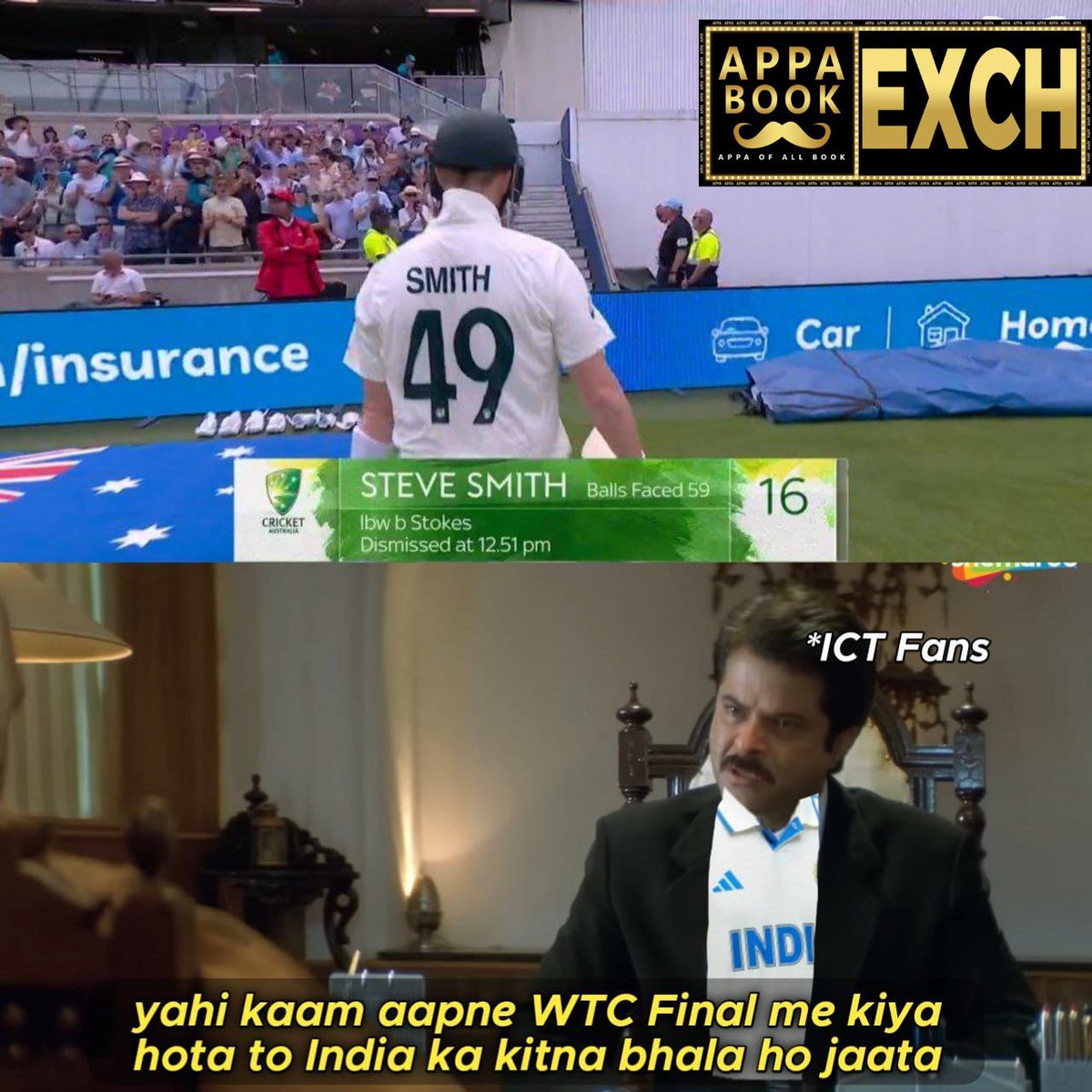 A little too late, Smith... 🥲 
#Appaexch #Ashes #cricket #india #cricketmemes #indiancricket #cricketlover #cricketmerijaan #Trending #viral #counteroffensive