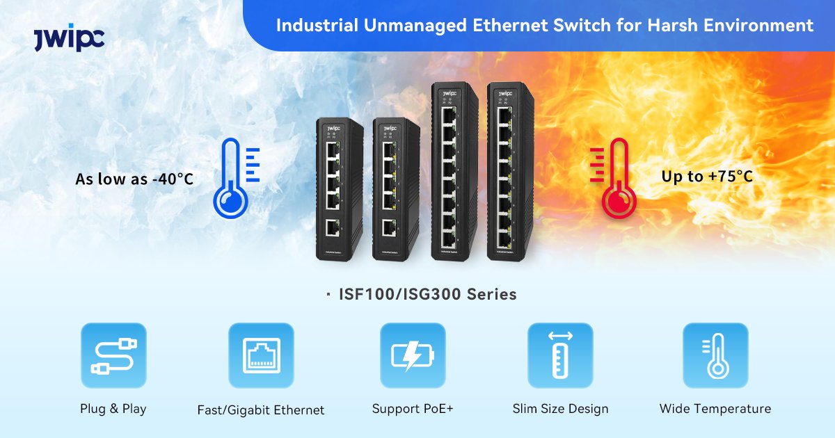 Jwipc_official's tweet image. With rugged design and reliable performance, JWIPC ISF100/ISG300 Series is your go-to solution for seamless networking in industrial settings. Stay connected, stay efficient. #IndustrialNetworking #EthernetSwitch #ReliablePerformance&quot;