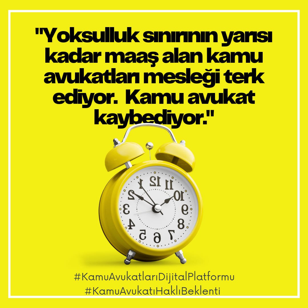 Kamu Avukatlarının 
Kamu Mühendislerinin 
Akademisyenlerin
SGK ve Adalet Bakanlığı personeli gibi iş yükü fazla olan Memurların
Sorunları çözüme kavuşturulmalıdır.
Böylesine nitelikli yetişmiş personel kaybedilmemelidir.
#KamuAvukatlarıDijitalPlatformu #KamuAvukatıHaklıBeklenti