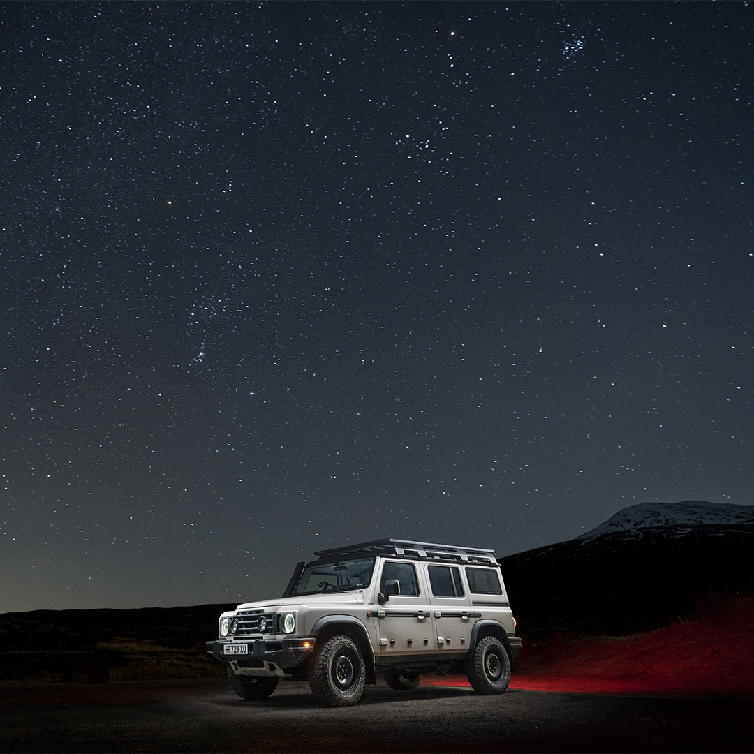 The #Grenadier Trialmaster, shot in Scotland under a starry night sky. Where would you take yours for a nighttime drive?  📸✨​

#INEOSGrenadier #BuiltOnPurpose #4X4 #4X4life #offroad