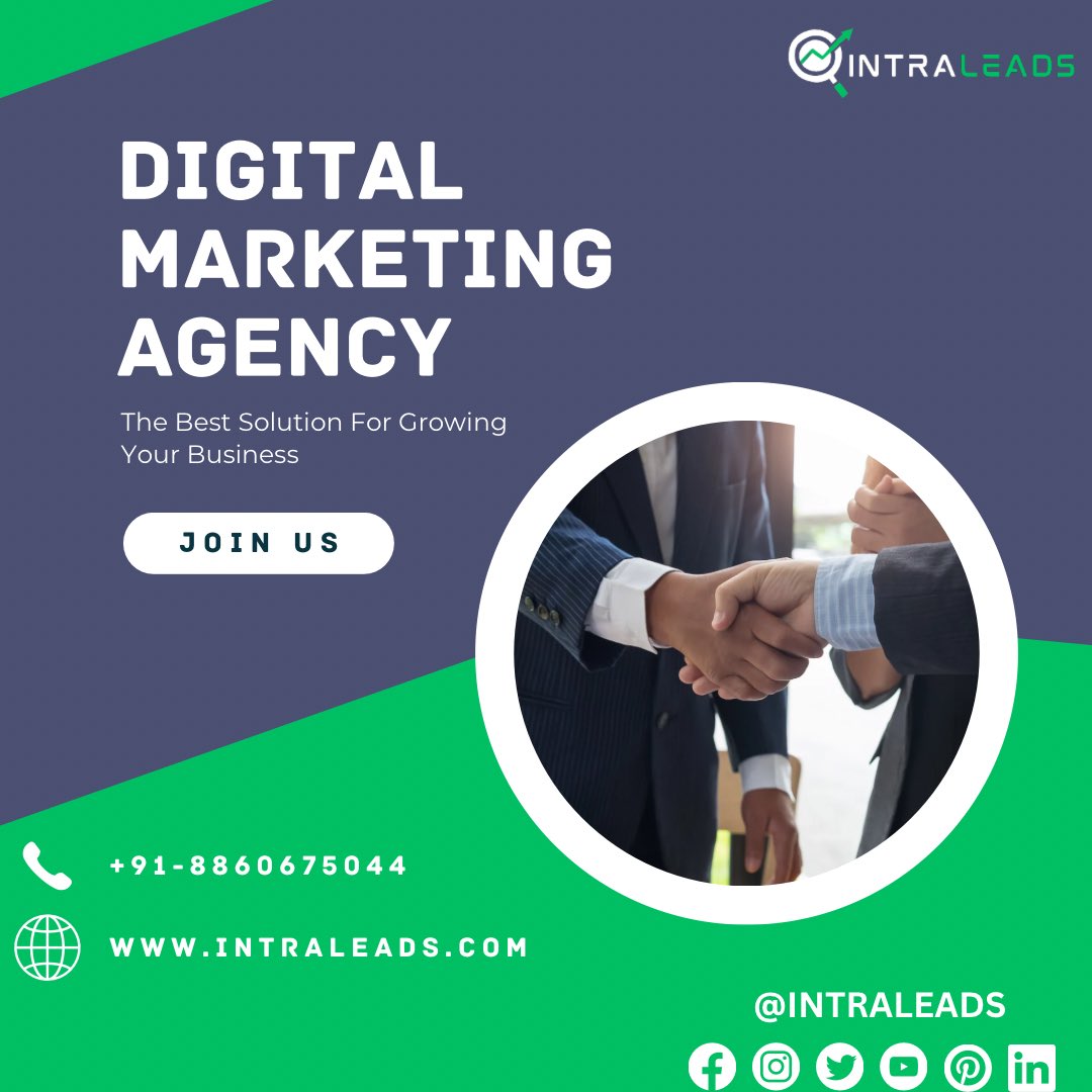 Digital Marketing Agency 

The Best Solution For Growing Your Business.

Join us now - @intraleads 
.
.

#digitalamarketing #digitalmediaagency #agencymarketing #digitaladvertisingagency #marketingdigitaldigital #best_digital_marketing_agency_in_india #digital_marketing_services