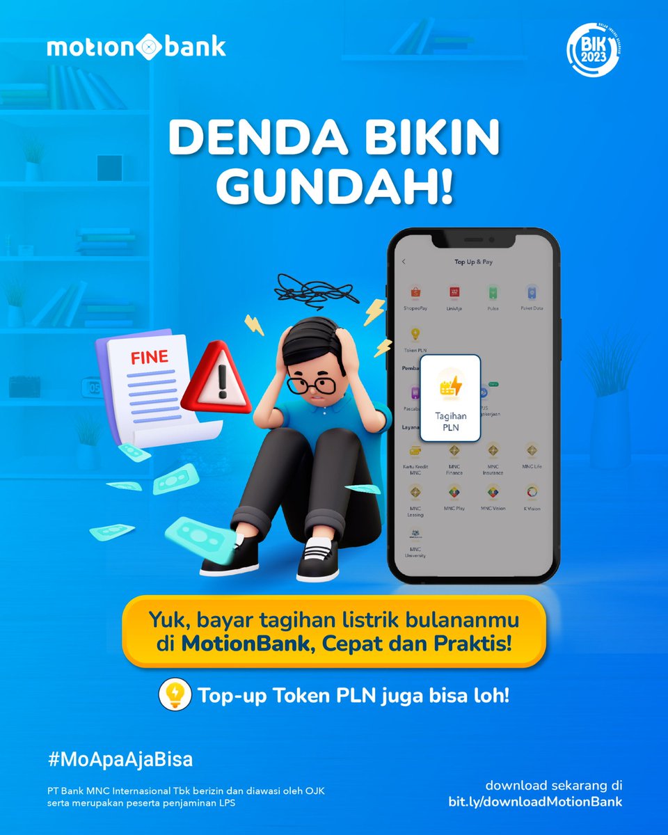 officialinews_'s tweet photo. SELALU AMAN!
Yuk segera bayar tagihan PLN pakai MotionBank, cepat dan praktis!
Token PLN? Bisa juga kok top-up di MotionBank!
☎️ 1500188 | https://t.co/gMSDO0GFgW
#MNCBank #MotionBank #FutureBankingHere #MoApaAjaBisa https://t.co/FW8zRhN41l