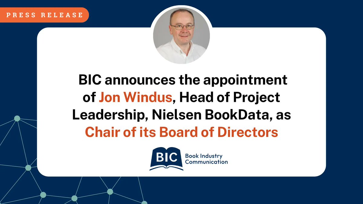 📢 BIC would like to announce the appointment of Jon Windus Head of Product Leadership at @NielsenBook, and Chair of BIC’s Metadata committee, as Chair of its Board of Directors. Read the full press release on our website: buff.ly/42NvGMp #publishingnews #BIC