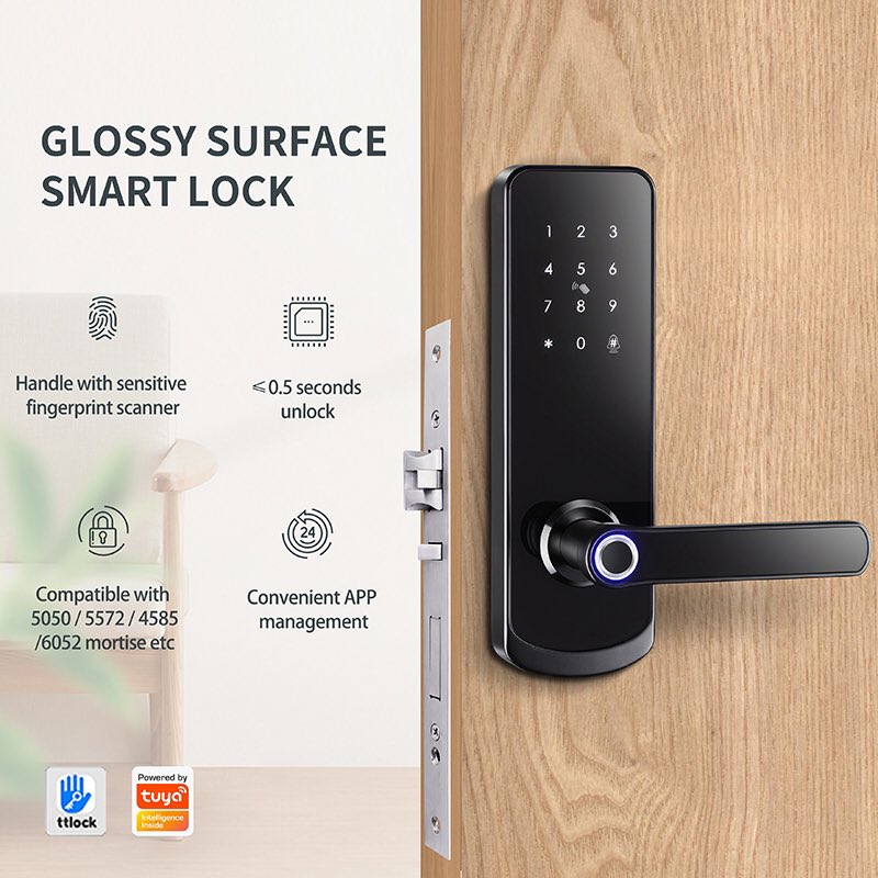 TTlock fingerprint Bluetooth door lock 
single latch or 5050, 5572, 85 series
Mifare card+ Fingerprint+ Password+ Mobile APP(by bluetooth)+wifi(need gateway)
#smartdoorlock #electroniclock #digitaldoorlock #digitallock #smartlock #airbnb #hotellock #fingerprintlock #bluetoothlock
