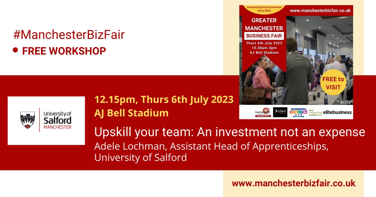 Thinking about employing an apprentice but not sure where to start? 
Our Assistant Head of Apprenticeships will be delivering a workshop @BizManchester on 6th July at 2.15pm.

Register for a free place today: bit.ly/46cFpPh
#ManchesterBizFair #Apprenticeships